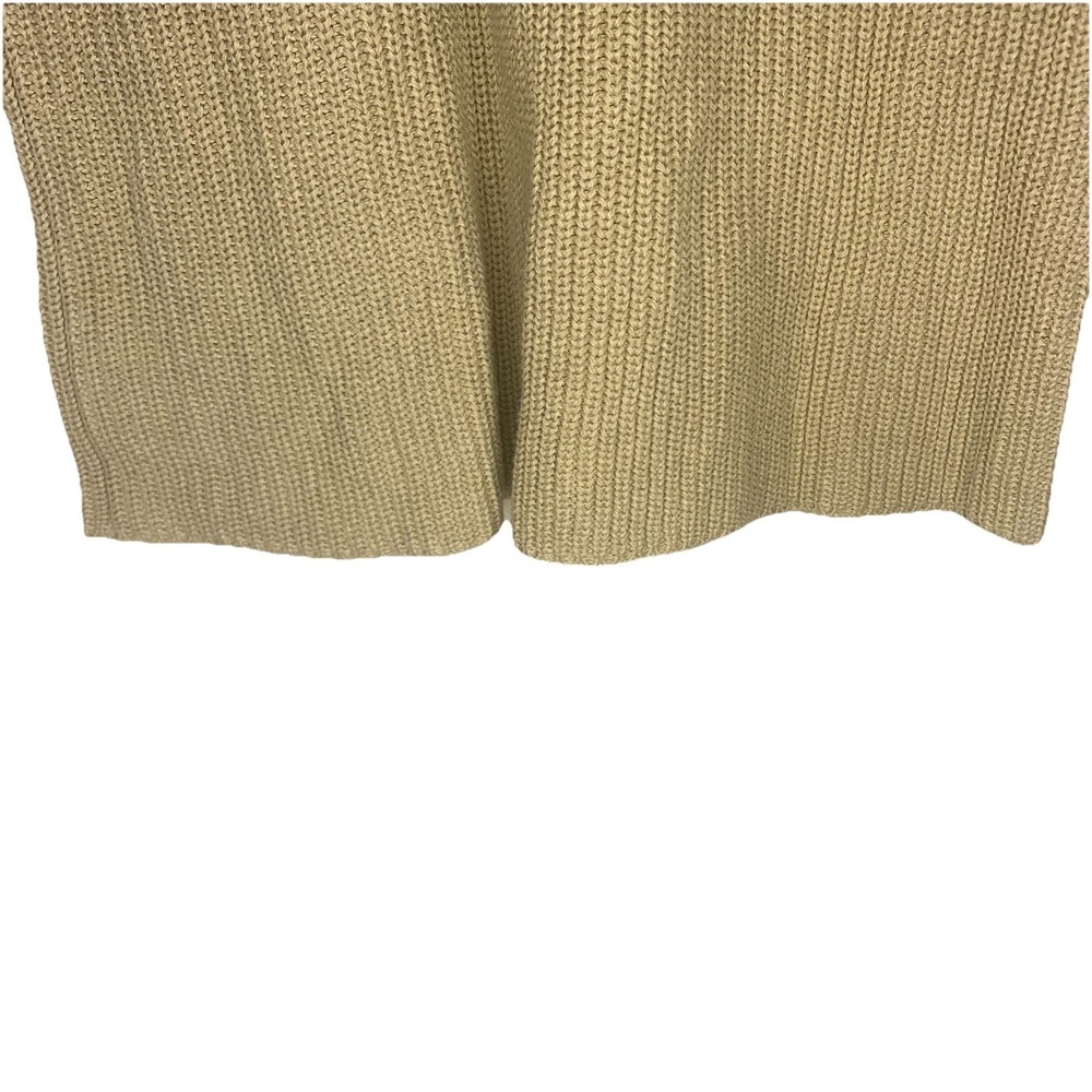 Vintage Liz Claiborne Lizwear Tan Ribbed Knit Midi Dress Minimalism 90s Cotton S - Picture 2 of 12